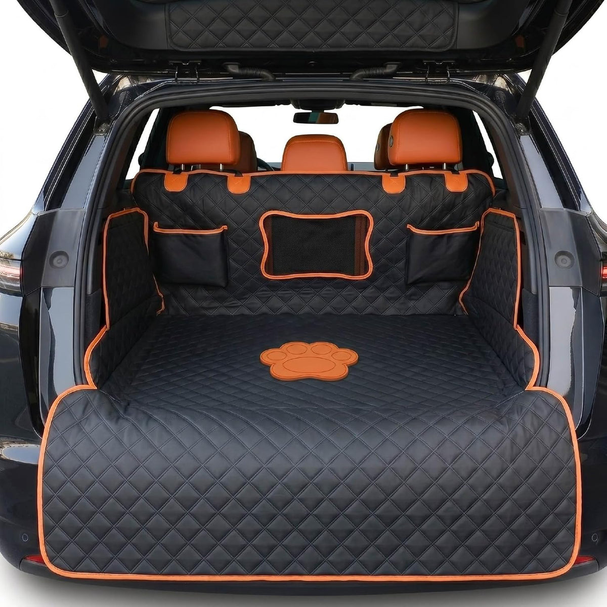 SUV Cargo Liner for Dogs,Waterproof Dog Trunk Cover with Side Flaps – Essentials for Dogs - Dog Paw / L