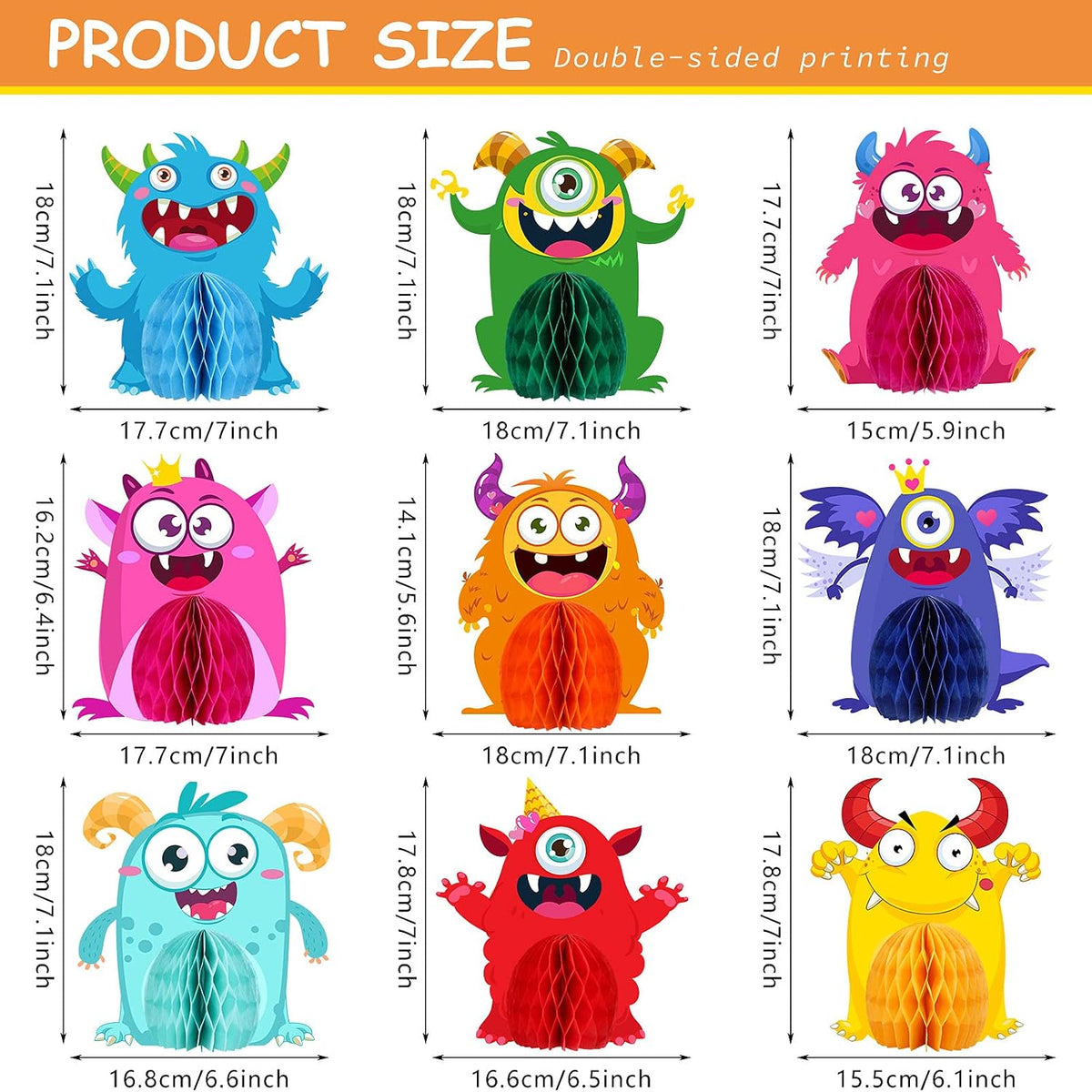 Outus 9 Sets Monster Honeycomb Centerpieces - image 2