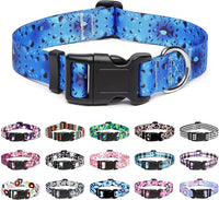 Mercano Adjustable Dog Collar - Special Design Patterns, Soft Nylon Comfortable Durable Pet Collar for Small Medium Large Dogs (L, Blue Ocean)