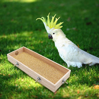Bird Feeding Cups, Natural Wooden Parrot Perch Stand - 15.7 × 5.9 Inch - image 4