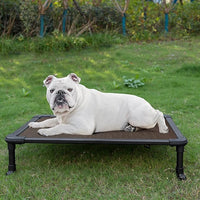 Veehoo Chew Proof Elevated Dog Bed - Cooling Raised Pet Cot - Rustless Aluminum Frame and Durable Textilene Mesh, Unique Designed No-Slip Feet for Indoor or Outdoor Use, Brown, Medium, CWC2002