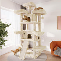 SHA CERLIN 68 Inches Multi-Level Large Cat Tree for Large Kitties/Big - 81in / Beige