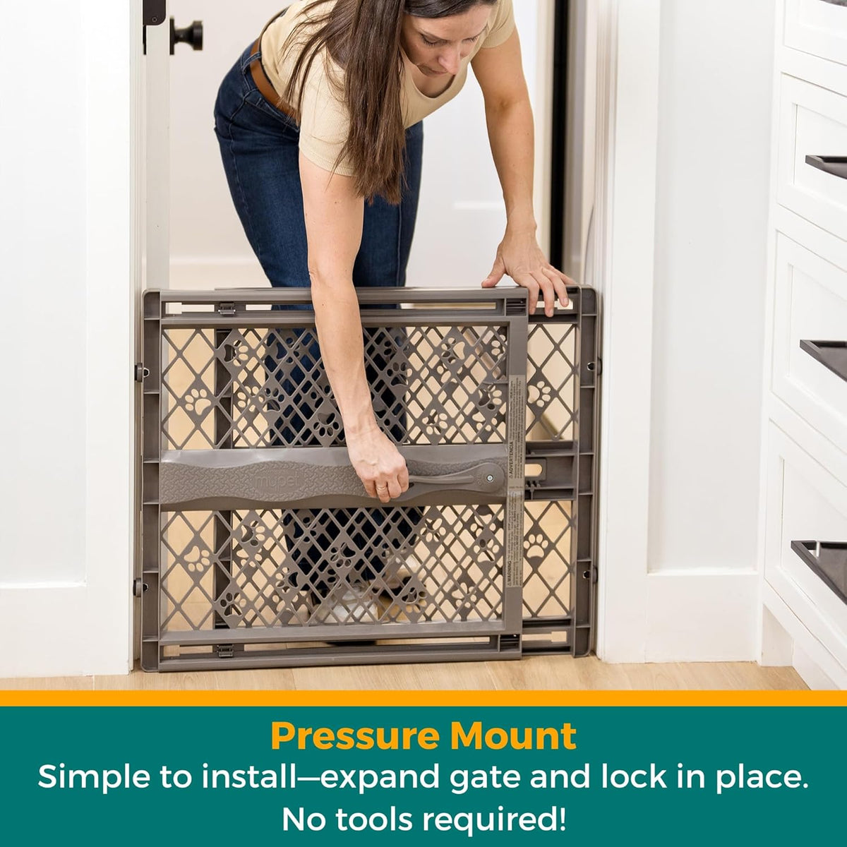MYPET Paws Portable Pet Gate: 26-40" Wide Expandable - Fieldstone - image 3