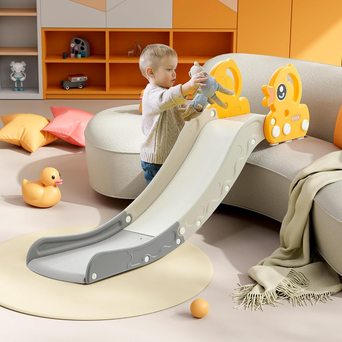 Indoor Kids Baby Couch Slide for Toddler 1-3 - Yellow