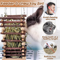 Hanging Apple Wood Rabbit Hay Feeder for Chinchilla Bunny Hamster - image 2