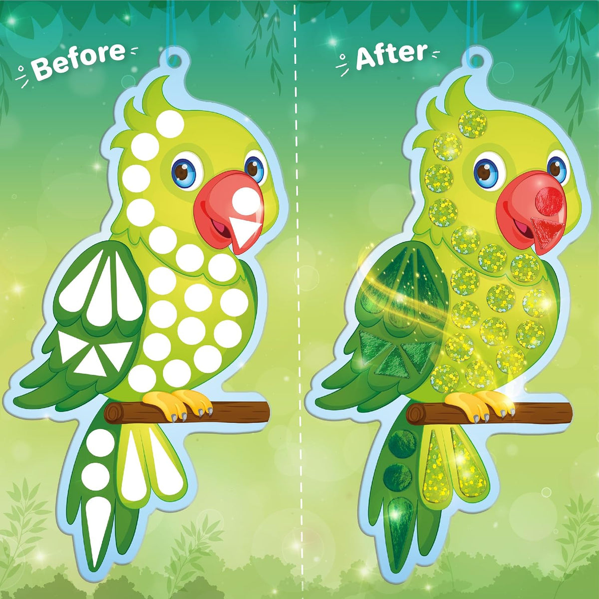 Imagimake Mirror Mosaic, Princess & Unicorn, 10 Templates - 6. Birds - image 3