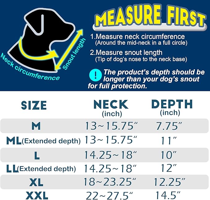 Soft Dog Cone Collar, Comfortable Pet Recovery Neck Collars After Surgery for Extra Large Dogs, Plastic Breathable Elizabethan Dog Head Circle Stop Licking, Adjustable Cones 37cm Long (XXL Black)