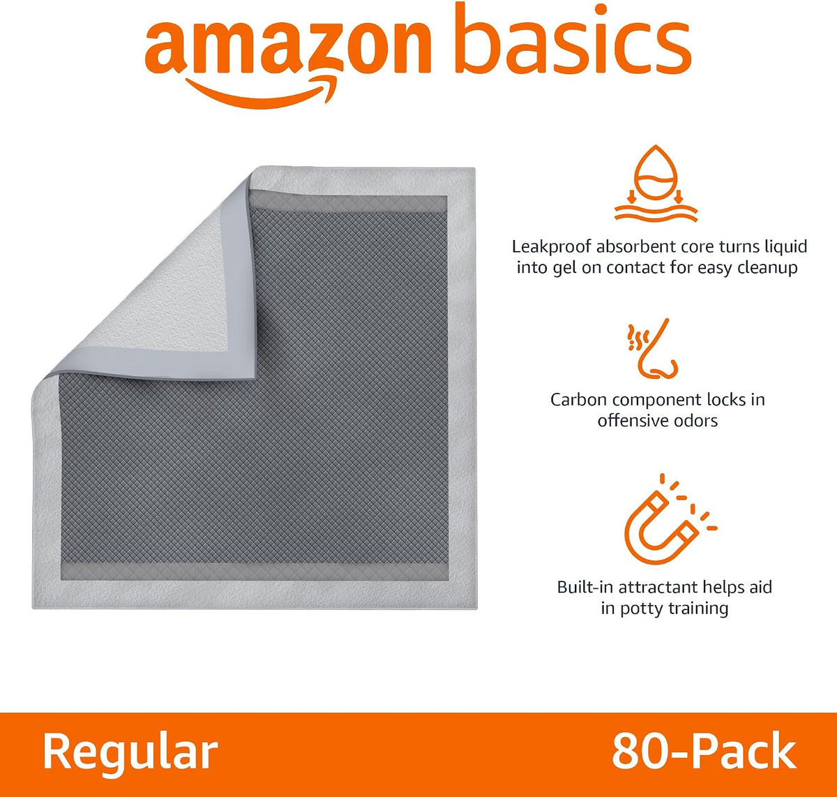 Amazon Basics Carbon Odor Control Dog and Puppy Pee Pads - Regular (22"x22") / 80.0 - image 2