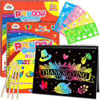 ZMLM Scratch Paper Art-Crafts Gift: 2 Pack Rainbow Notebooks Supplies - Dark Orange