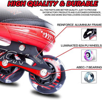 PAPAISON Adjustable Inline Skates for Kids and Adults with Full Light - C red / Small - Little Kid (11C-1 US) - image 4