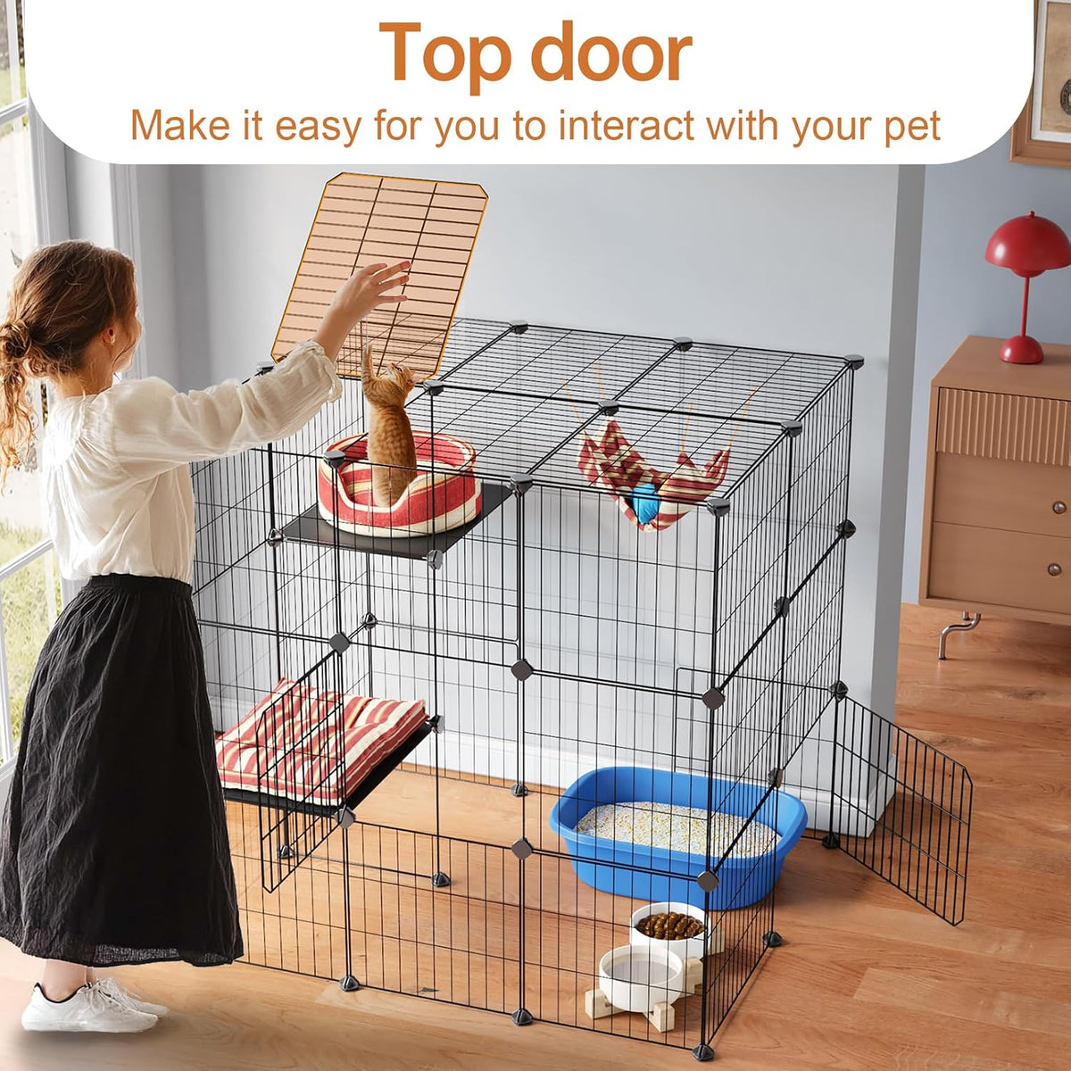 3-Tier Cat Cages Indoor Enclosure DIY Cat Playpen Catio Detachable - 35.4"L x 31.5"W x 35.4"H - image 2