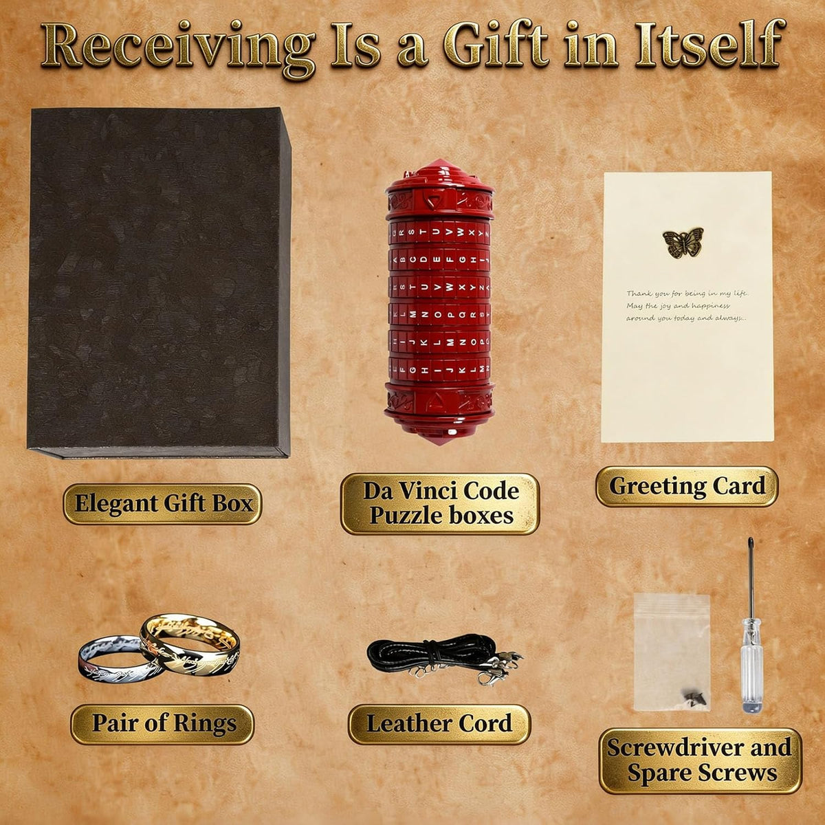 Cryptex Da Vinci Code Mini Cryptex Lock Puzzle Boxes with Hidden - Red - image 3