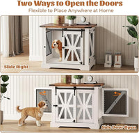 VOPEAK 27.5" Small Dog Crate Furniture, Chew Resistant Dog Crate for Puppy Dogs, Heavy Duty Small Dog Crate Dog Kennel Indoor with Double Doors, Wooden End Table for Bedroom Living Room, White