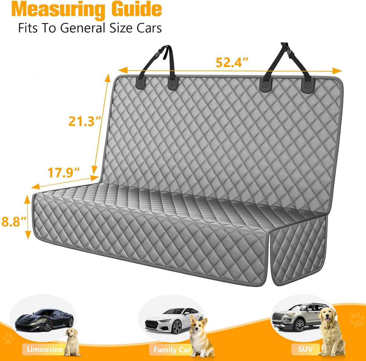 Waterproof Scratchproof Pet Bench Seat Covers for Cars, SUVs – Essentials for Dogs - gray / Medium-52"W - image 2