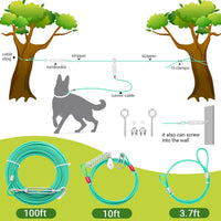 PAWNISAW Dog Runner Cable for Yard - Green / 100 FT - image 2