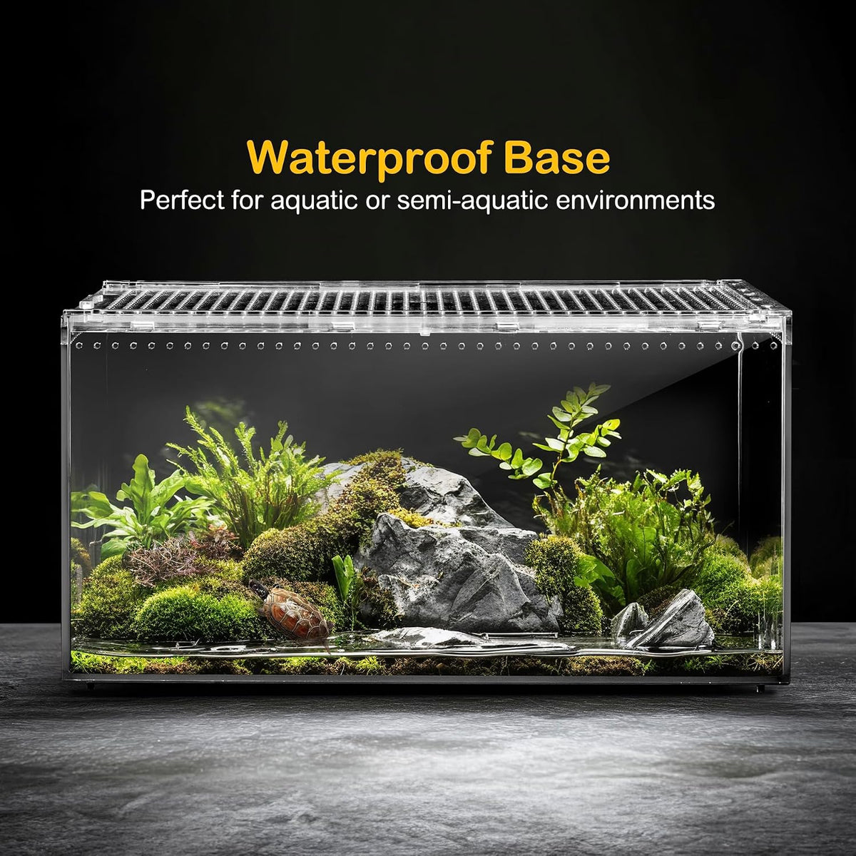 Reptile PC Tank,Escape Proof Magnetic Lid Tarantula Enclosure Large – Essentials for Reptiles And Amphibians - Slide Lid Tank / L(11.8x7.8x5.9 IN) - image 3