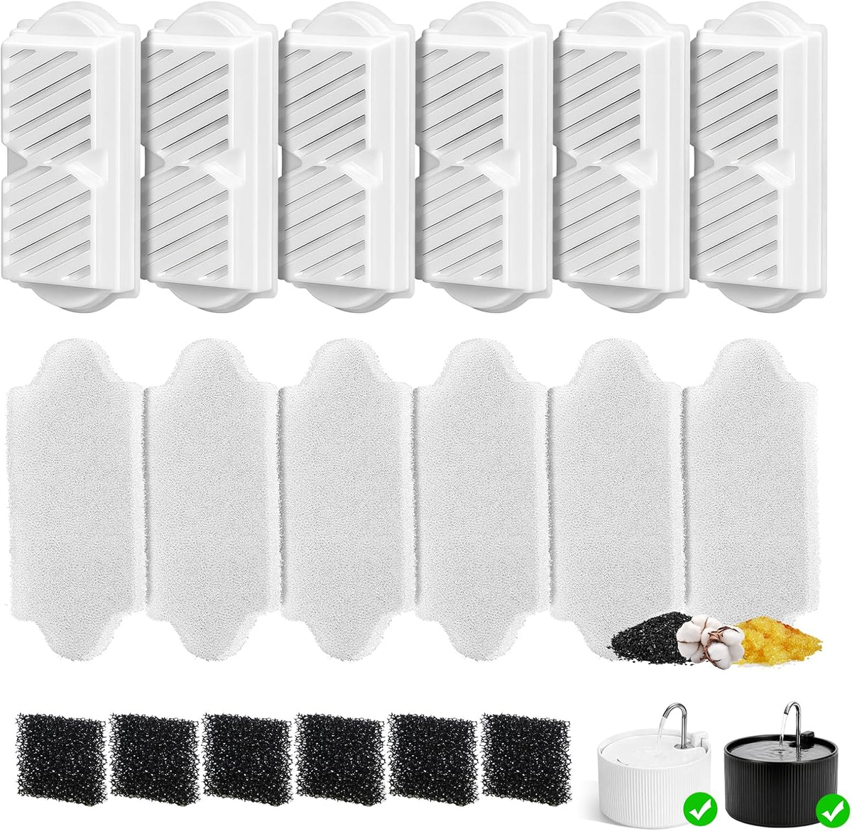 Upgrade 2.2L/78oz Ceramic Pet Fountain - 6+6+6 Filter sets