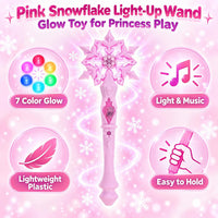 Joinpaya light up snowflake wand in pink with glowing snowflake tip - view 6