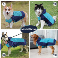Hooded Dog Raincoat, Reflective Large Dog Rain Poncho - 3X-Large / Blue - image 3