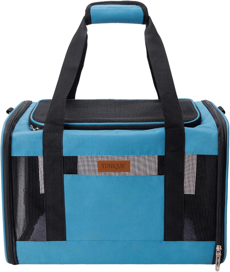 YUNIQUE Soft-Sided Cat & Dog Carrier for Pets Up to 15 Lbs - blue