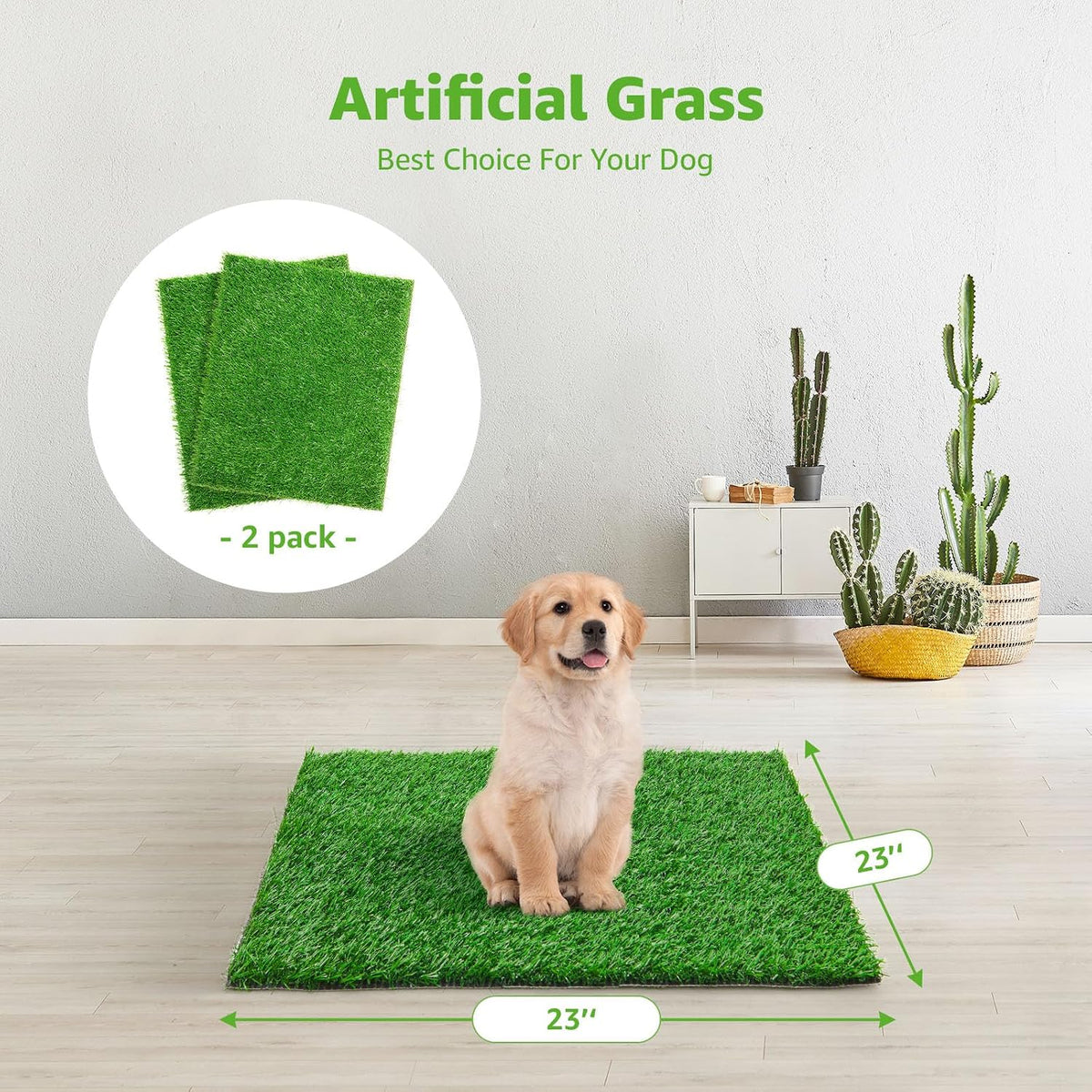 Dog Grass Pee Pads, 26''x 17'' - 23"x23" - image 2