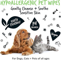 Dog Wipes, 100% Plastic Free Biodegradable pet Wipes for Full Body, Eye Wipes, Ear Wipes, Bum & Paws. 110 Sensitive Dog Grooming Wipes for Dogs, Puppy & cat Grooming (Fragrance Free)