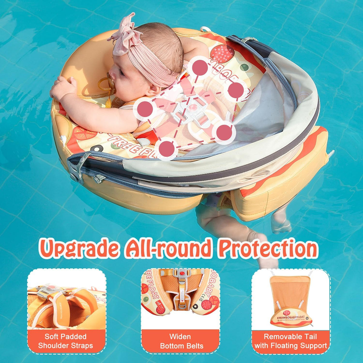 Mambobaby non-inflatable baby float with removable sun canopy and buoyant tail - view 32