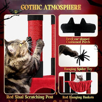Globlazer Gohtic Giant Cat Tree, 83 inch Goth Cat Tree for Indoor Cats Large Adult, XXL Cat Tower with 9 Scratching Posts for 20lb+ Heavy Duty Large Adult Cats, F83, Blood-Goth