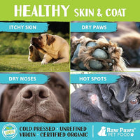 Raw Paws Virgin Organic Coconut Oil for Dogs & Cats, 8-oz - Treatment for Itchy Skin, Dry Nose, Paws - Hot Spot Lotion for Dogs - Natural Hairball Remedy for Cats