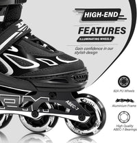 2PM SPORTS Adjustable Inline Skates for Kids, Youth and Adults - Silver / Large - Youth (4.5-8 US) - image 3