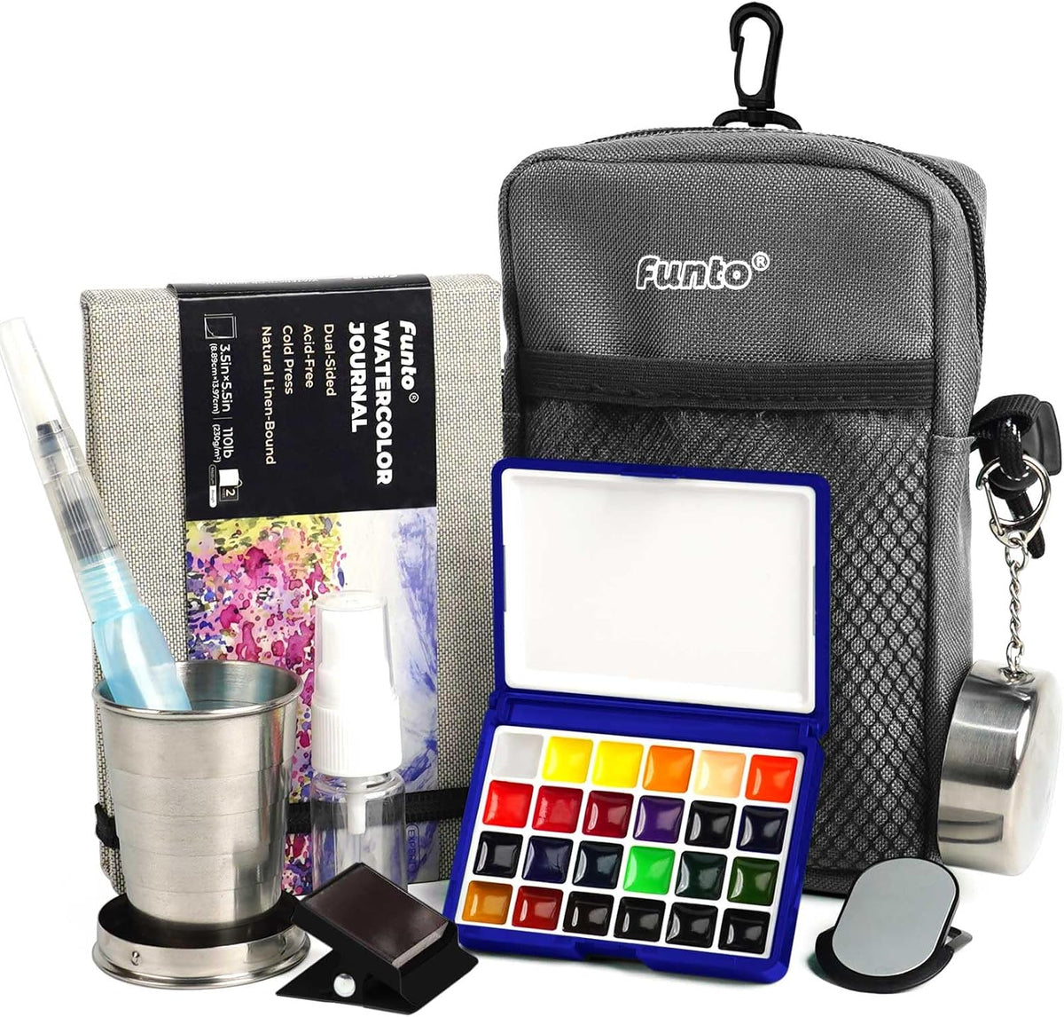 Funto Mini Watercolor Paint Set - 24-Color Blue Set