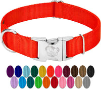 Country Brook Petz - Premium Nylon Dog Collar with Metal Buckle for Small Medium Large Breeds - 30+ - Medium (Pack of 1) / Hot Orange