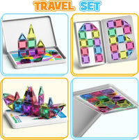 42PCS Mini Magnetic Tiles Travel Set with Iron Storage Box - Mini - image 2