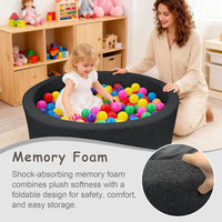MEOGETY beige teddy fleece foam ball pit for toddlers with soft round walls - view 17