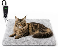 Pet Heating Pad for Cats with Normally Open Function - Grey Plush / 18.0"L x 18.0"W