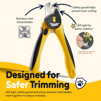 LED Dog Nail Clippers with Light, Pet Nail Trimmer – Essentials for Dogs - Yellow / Large - image 2