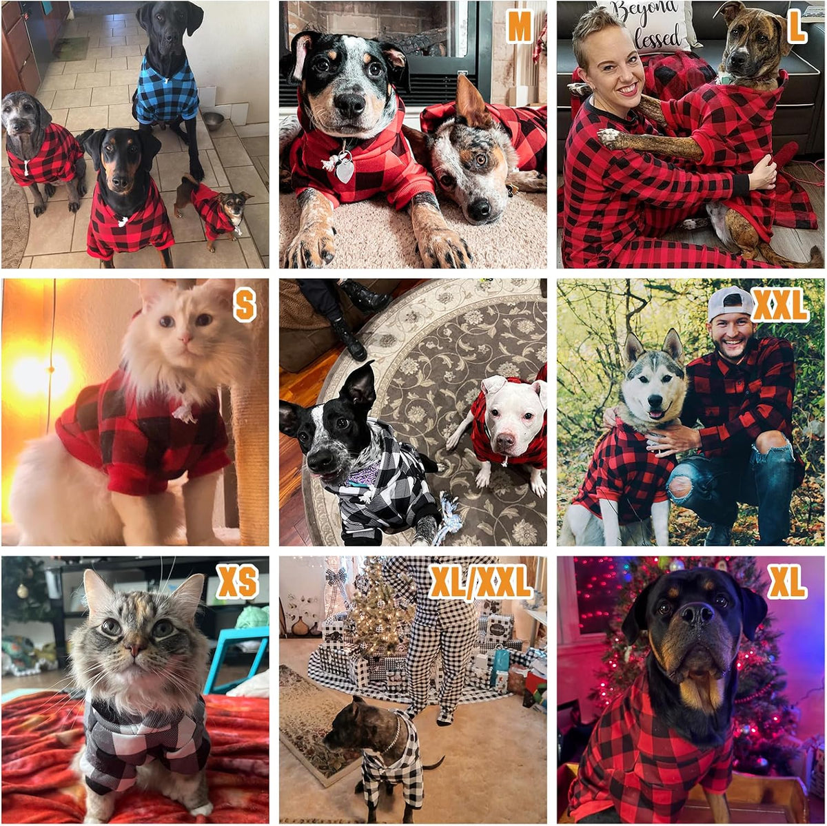 Plaid Dog Hoodie Pet Clothes Sweater with Hat and Pocket for Small - Red / XX-Large (Pack of 1) - image 2