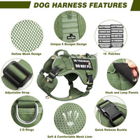 WINSEE Service Dog in Training Mesh Harness with 10 Removale Pet - Large / Green - image 4