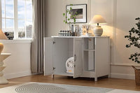 Cat Litter Robot Enclosure,for Placing Litter Robot 3/4,Power Outlet and Dog-Proof Shelf for Litter Robot Cabinet,Litter Collector for Automatic Litter Box Enclosure,Cloud White