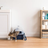 IRIS USA Large Front Door Cat Litter Box, Walk-in Entry - Navy / Hooded - image 3