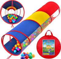 Playz Kids Play Tunnel Toys for Toddlers 1-3 - Yellow, Red, Blue