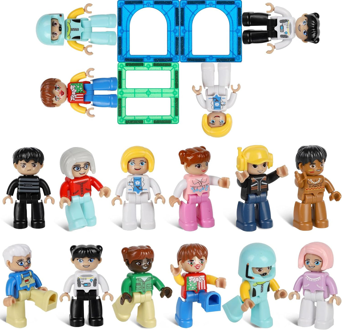 Mruikeny 12 Pieces Large Magnetic Figures for Kids Ages 3 4 5 6 7 8+ – Fun for Kids & Family - Blue