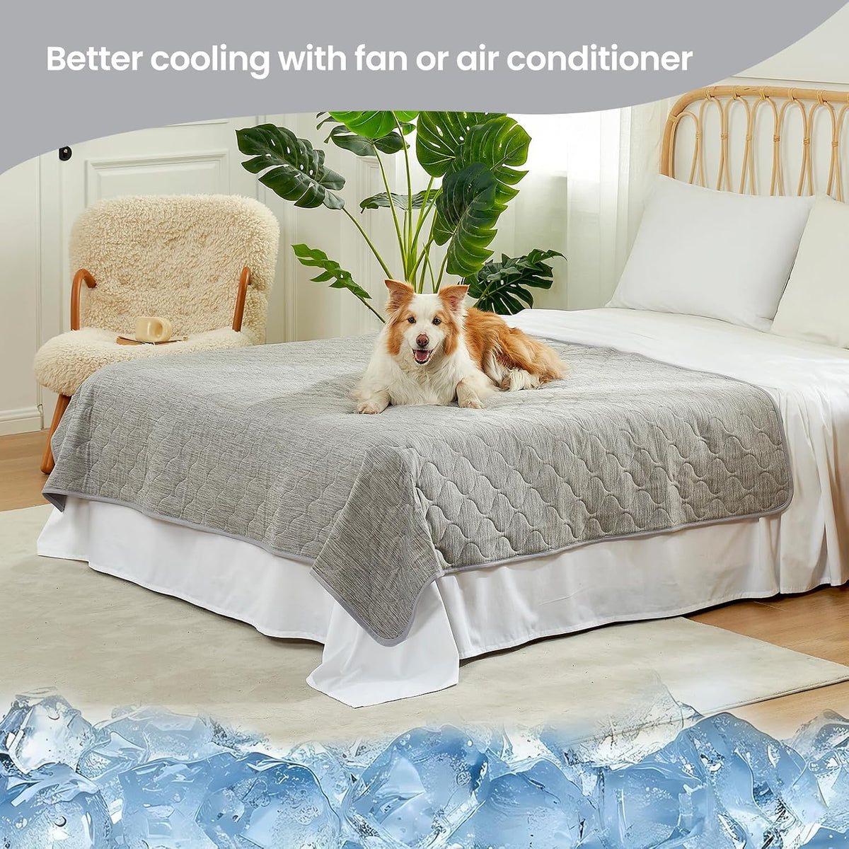Cozy Bliss Leakproof Cooling Blanket for Large Dogs, Q-Max 0.5 - Heather Silver Grey / 60*80 - image 2