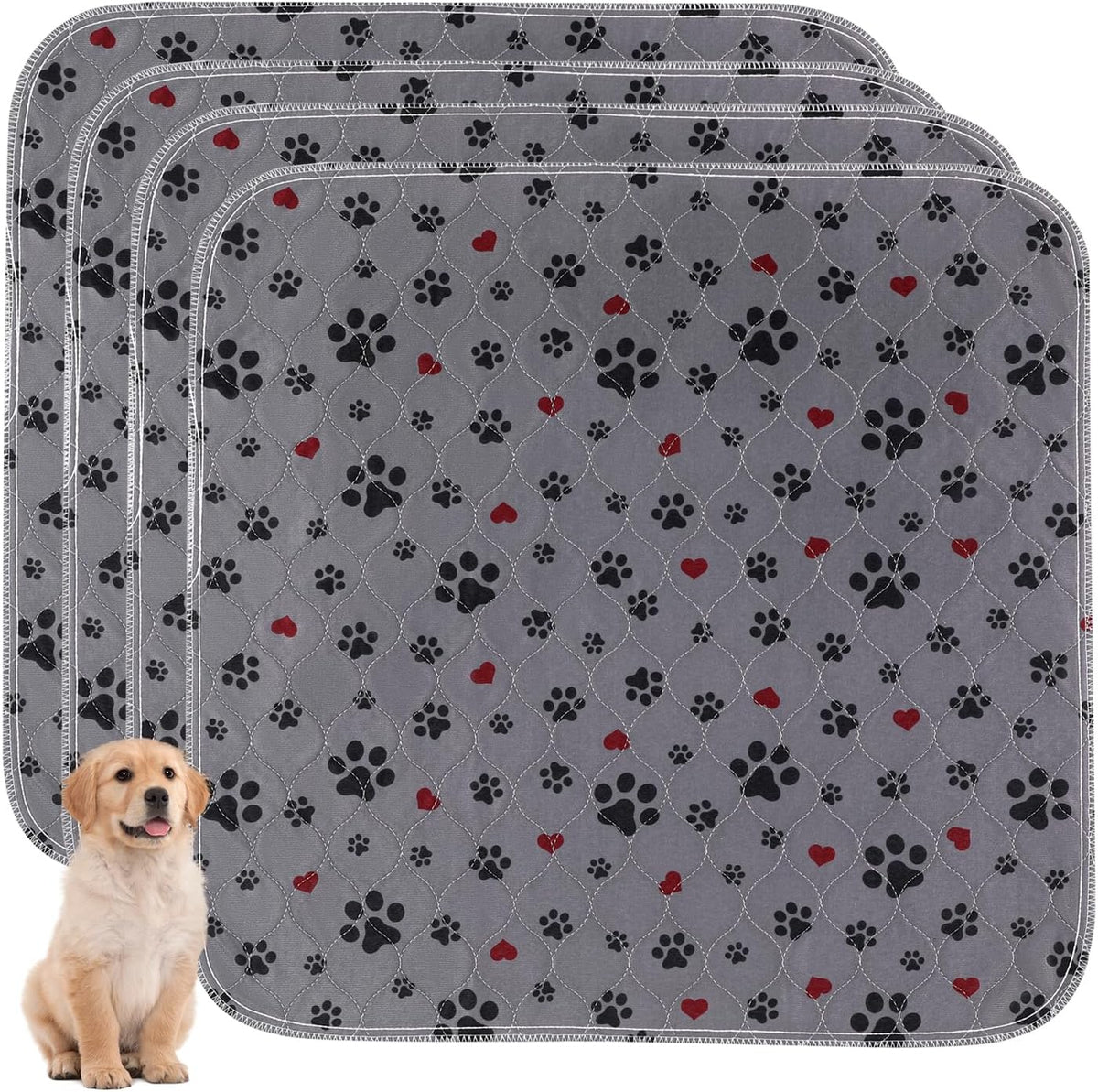 Washable Pee Pads for Dogs - 24X24 Inch（Pack of 4）