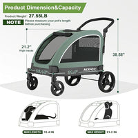 Large Dog Stroller - Dual Entry Safety Folding Pet Stroller with Adjustable Handle, All-Terrain 4-Wheel, 160 lbs Weight Capacity for Travel & Outdoor Adventures - Green