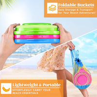 JOYIN Foldable Beach Bucket Set, Camping Gear, Travelling - Blue/Pink/Green - image 3
