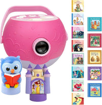 Kids Pink Book Projector, 5 Read Aloud Fairytale Stories - Disney Princess, Owl & Pink Projector