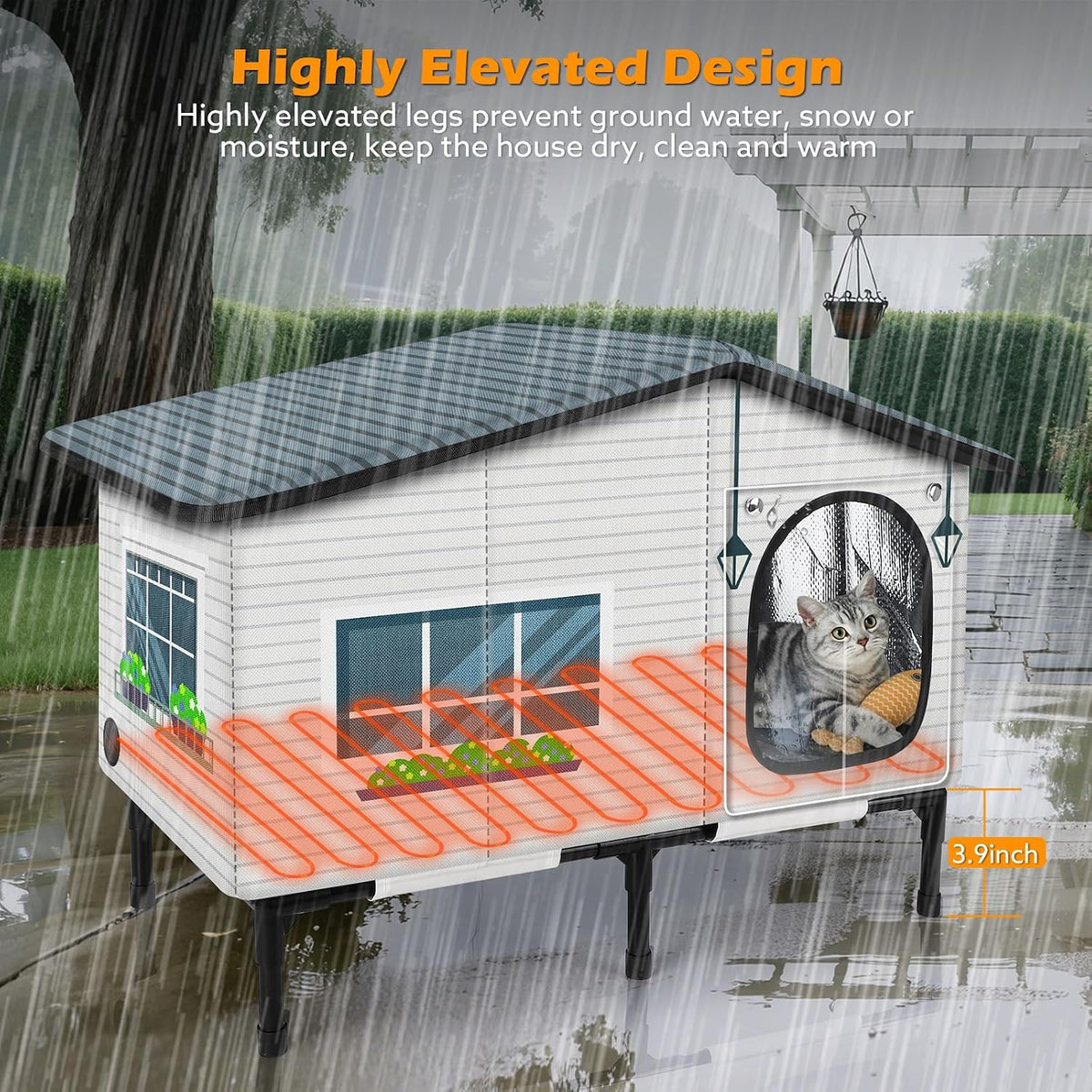 Heated Outdoor Cat House Weatherproof - 20 x 17 x 19.9 - image 3