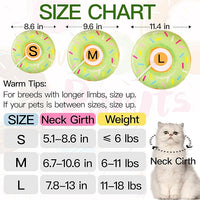 Cat Cone Collar Soft, Cute Cat Donut Collar After Surgery, Adjustable Kitten Recovery Cones to Stop Licking, Lightweight Neck Elizabethan Collars for Cats Kittens (Green, Medium)