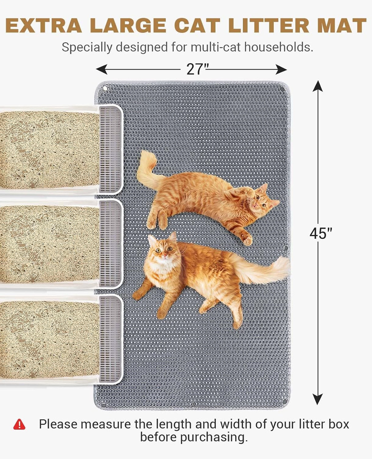 Fostanfly Cat Litter Mat, Machine Washable - Grey - image 2